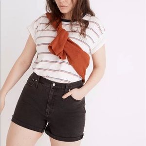 High-Rise Denim Shorts in Lunar Wash - Raw Hem Edition